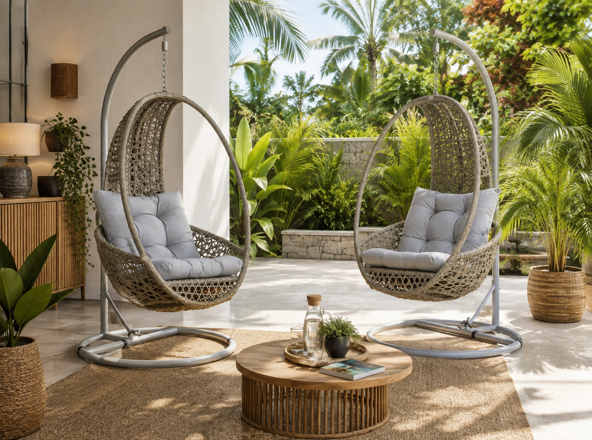 Sillas Colgantes PAGODA para terraza cubierta y zona de descanso exterior