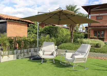 Sombrilla CADIZ para exterior con rotación 360°, parasol cuadrado de aluminio para jardín