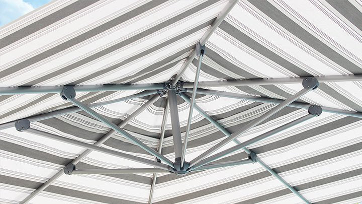 Sombrilla CADIZ para jardín y terraza, parasol cuadrado con base de aluminio incluida