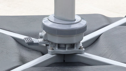 Detalle de sombrilla CADIZ cuadrada, parasol de aluminio para exterior con rotación 360°