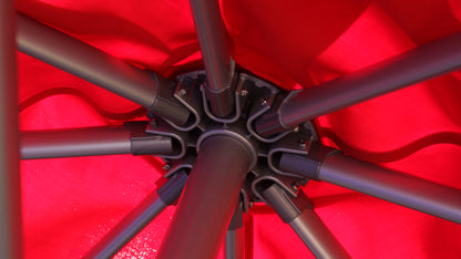 Vista de sombrilla PALMA cuadrada, parasol de aluminio color gris para exterior