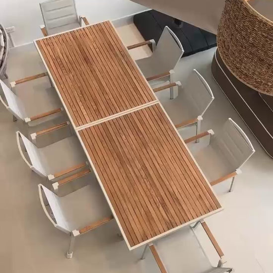 Comedor POMPANO extensible con mesa en teca para reuniones y terrazas